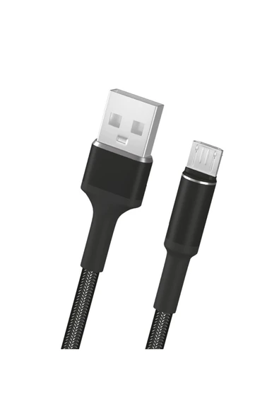 Round Rs-101 Micro Usb Data/şarj Kablosu 3a 1mt Örgü - Siyah - 2