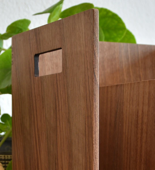 Woodsaka Reka Kitaplık ve Dergilik - Ceviz Ağacından - 25.2 x 25,2 x 33.1 cm - 5