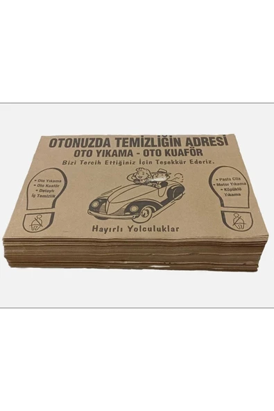 YALOVA AMBALAJ Kağıt Oto Paspas 500 Adet 47x32 Baskılı Kraft Kağıt