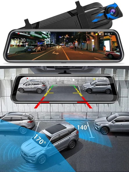 MPIA CC63 10" Dokunmatik Ekran FullHD 1080P Hafıza Araç Içi Çift Lens Kamera (Park Mod Adaptörü) - 6