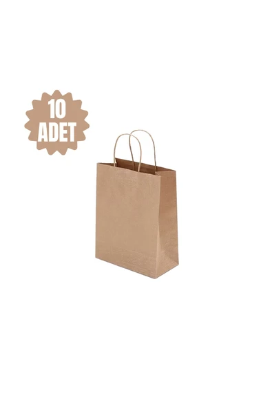 BAR-PACK Mini Kraft Çanta Burgu Saplı 20x25cm 10 Adet