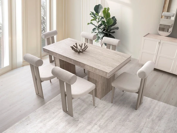 KUMSAL MDF MASA + 6 SANDALYE ürün görseli 1