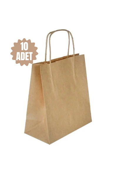 BAR-PACK Büyük Kraft Çanta Burgu Saplı 28x30x15 10 Adet
