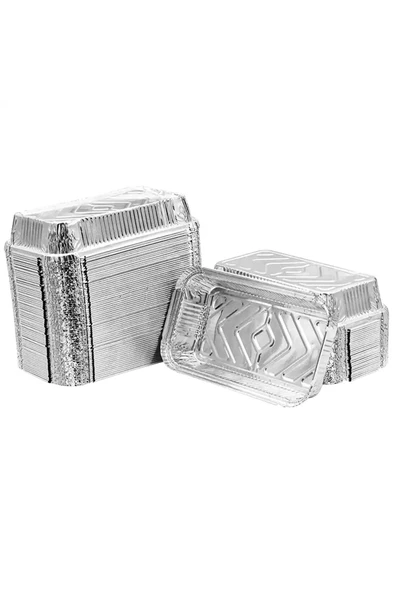 BAR-PACK Alüminyum Kap 500gr Dikdörtgen Kapaklı 100 Adet - 2