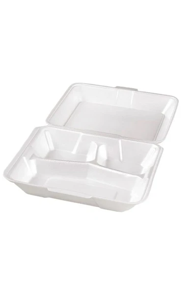 BAR-PACK Köpük Tabak 3 Gözlü Kapaklı 25 Adet