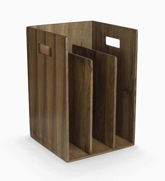 Woodsaka Reka Kitaplık ve Dergilik - Ceviz Ağacından - 25.2 x 25,2 x 33.1 cm - 2