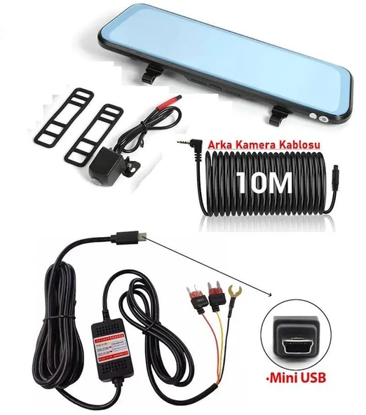 MPIA CC63 10" Dokunmatik Ekran FullHD 1080P Hafıza Araç Içi Çift Lens Kamera (Park Mod Adaptörü) - 5
