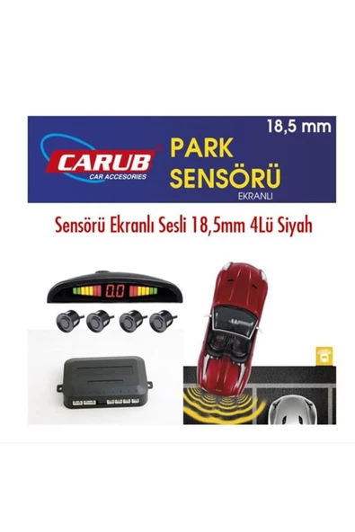 PARK SENSÖRÜ EKRANLI + SESLİ 18,5 mm 4'LÜ (SİYAH) - 1