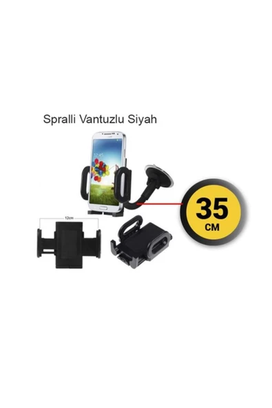 Carub Araç İçi Telefon Tutucu (35cm Sipralli Vantuzlu Vakumlu)