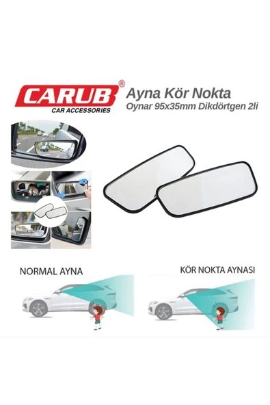 Araç Kör Nokta Aynası Oynar 95x 35 Mm Dikdörtgen 2'li Gerçek Ayna