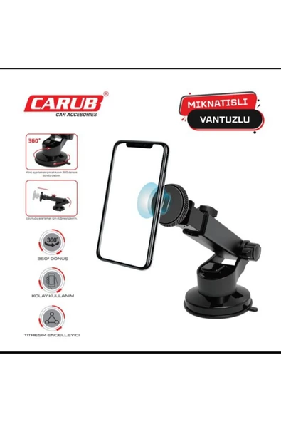 Carub Araç İçi Telefon Tutucu (Uzayan Mıknatıslı Vantuzlu)