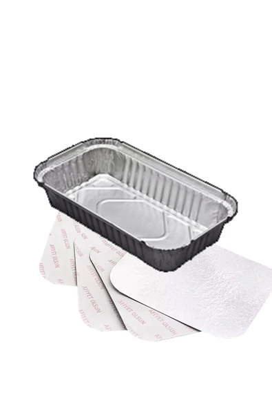 BAR-PACK Alüminyum Kap 500gr Dikdörtgen Kapaklı 100 Adet