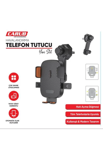 Carub Araç İçi Telefon Tutucu (Havalandırma Ayarlı Otomatik)