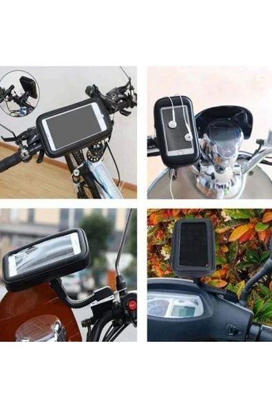 Carub Motorsiklet Telefon Tutucu Deri Fermuarlı 18x10 Cm - 2