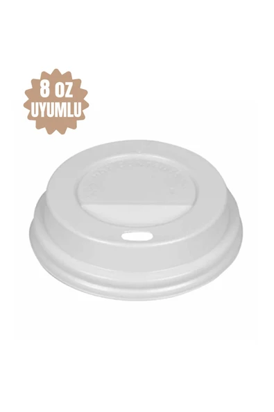 BAR-PACK 8 oz Karton Bardak Kapağı 100 Adet Rahat İçim Kapak