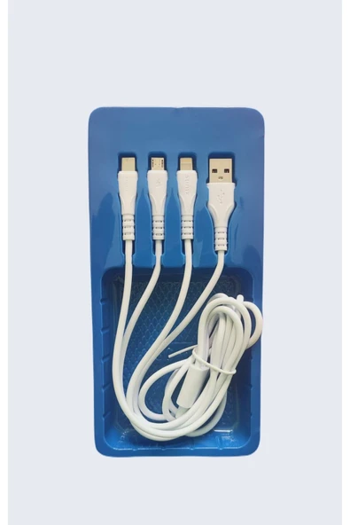 3 Başlıklı Kombine Şarj Kablosu (beyaz)3.1a - 2