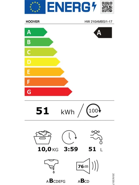 Hoover HW 210AMBS/1-17 Wi-Fi 1200 Devir 10 kg Çamaşır Makinesi - 5