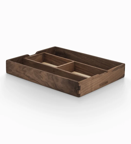 Woodsaka Yoi Ayarlanabilir Masaüstü Organizer & Aksesuar Kutusu - Ceviz - 32.2cm x 26.2cm x 4cm - Resim 3