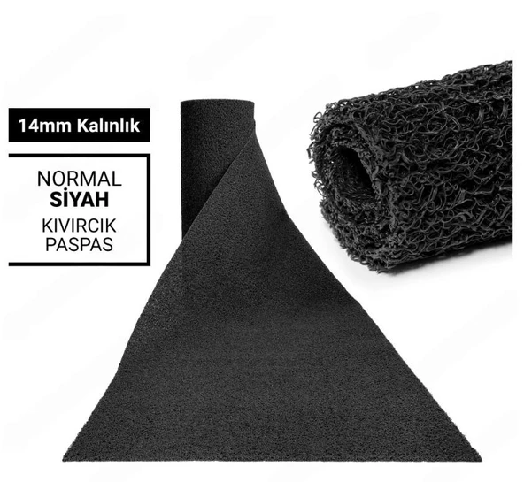 100X650CM SİYAH KIVIRCIK PASPAS-HALI KAYMAZ YOLLUK LİDYA 14MM