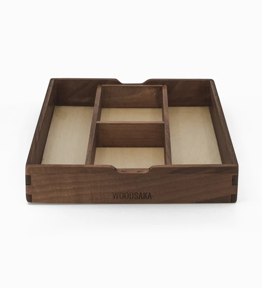 Woodsaka Yoi Ayarlanabilir Masaüstü Organizer & Aksesuar Kutusu - Ceviz - 32.2cm x 26.2cm x 4cm - Resim 2
