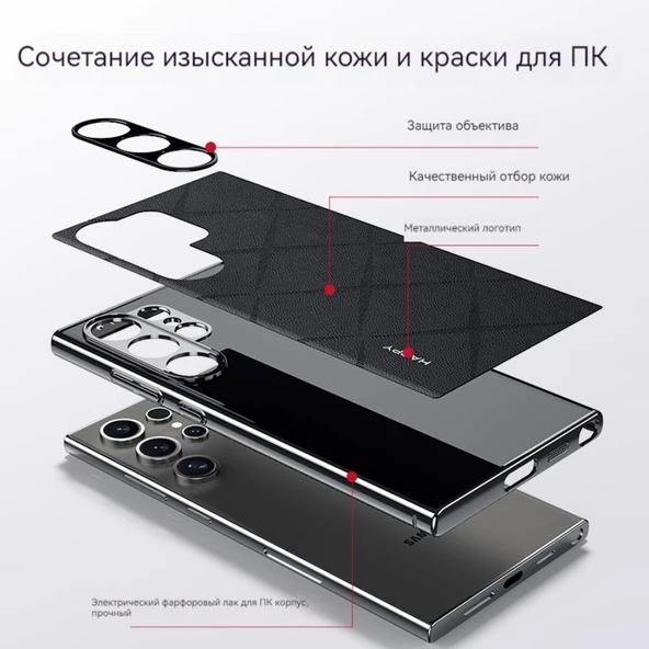 Samsung S24 Ultra Uyumlu Kırmızı Deri Dokulu İnce Koruyucu Kılıf - 3
