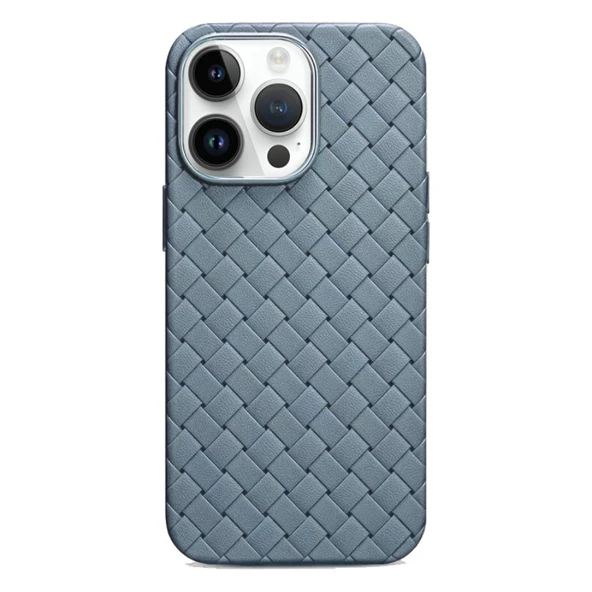 iPhone 15 Pro Max Örgü Desenli Gri Silikon Kılıf
