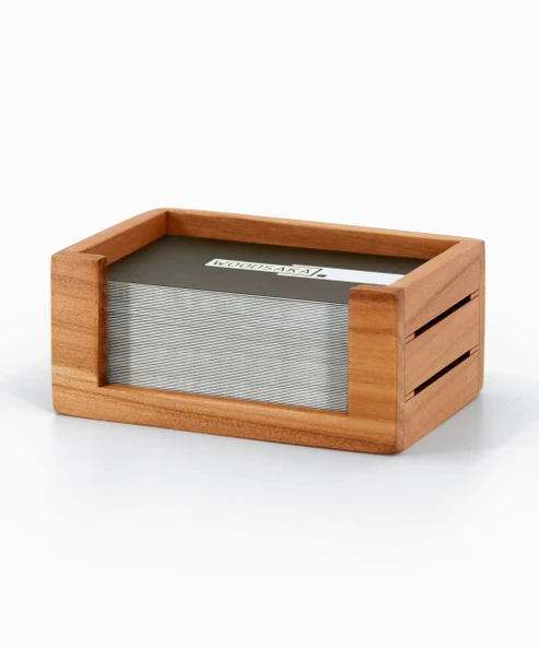 Woodsaka 3Line Kartvizit Kutusu - Kiraz - 10.9cm x 6.8cm x 4.5cm(h)