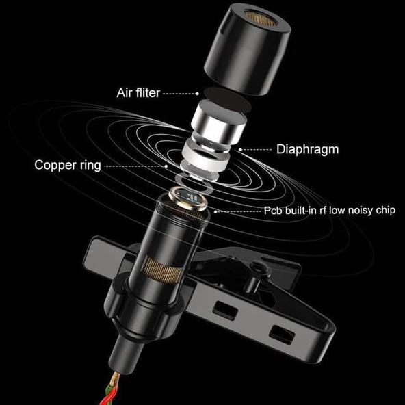 Haiki HK-301 3.5Mm Jack Girişli Kablolu Youtuber Yaka Mikrofon - 4