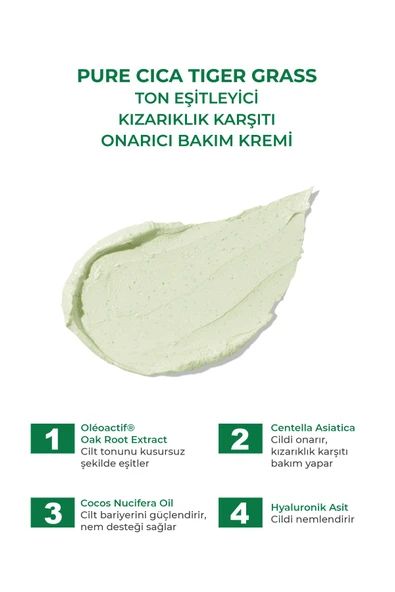 SİNOZ Pure Cica Tiger Grass Ton Eşitleyici Yoğun Onarıcı Yatıştırıcı Kızarıklık Karşıtı Yüz Kremi 15 ml - 4