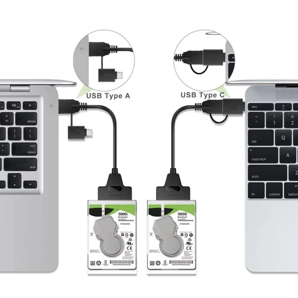 Daytona A4204 2in1 USB 3.0 Type-C To 2.5 inç Sata Hdd Ssd Çevirici Dönüştürücü - 6