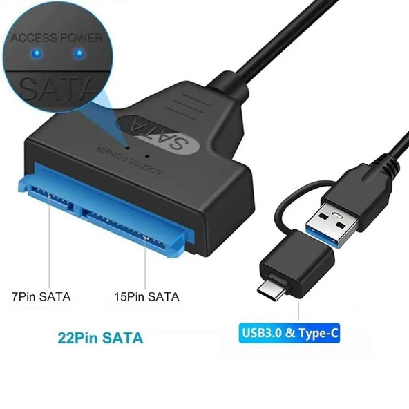 Daytona A4204 2in1 USB 3.0 Type-C To 2.5 inç Sata Hdd Ssd Çevirici Dönüştürücü - 3