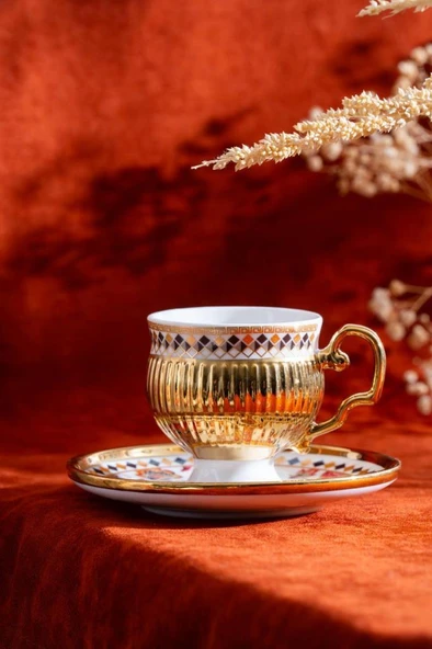 Acar Tolede Beyaz 6'lı Kahve Fincan Takımı SHP-07191