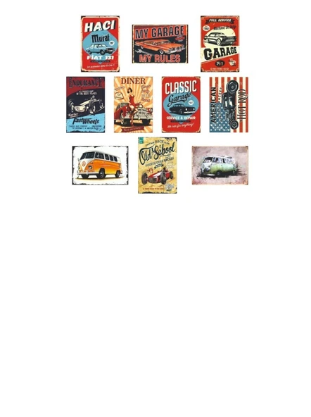 Zamanda Yolculuk: Retro Otomobil Temalı 10 Adet (13cmx17cm) MDF Tablo ile Nostaljiyi Yakala! Kafe, İş Yeri, Ev Dekorasyonunuza Ruh Katan Dekoratif Hediyelik Tablolar - 3