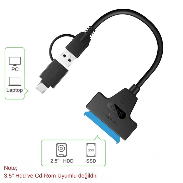 Daytona A4204 2in1 USB 3.0 Type-C To 2.5 inç Sata Hdd Ssd Çevirici Dönüştürücü - 5