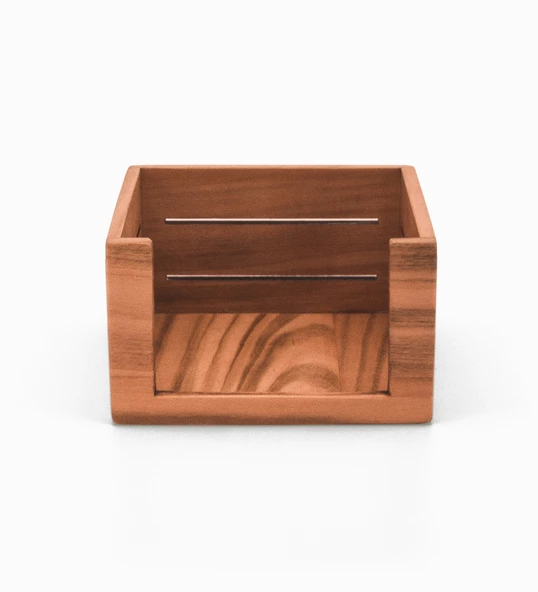 Woodsaka 3Line Küp Not Kağıdı Kutusu - Kiraz Ağacından - 10.7cm x  10.6cm x 5.7cm