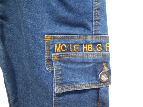 BEL BAĞCIKLI KARGO CEPLİ NAKIŞLI JEANS PANTOLON - 2