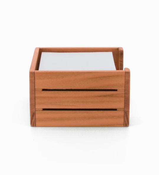Woodsaka 3Line Küp Not Kağıdı Kutusu - Kiraz Ağacından - 10.7cm x  10.6cm x 5.7cm - 3