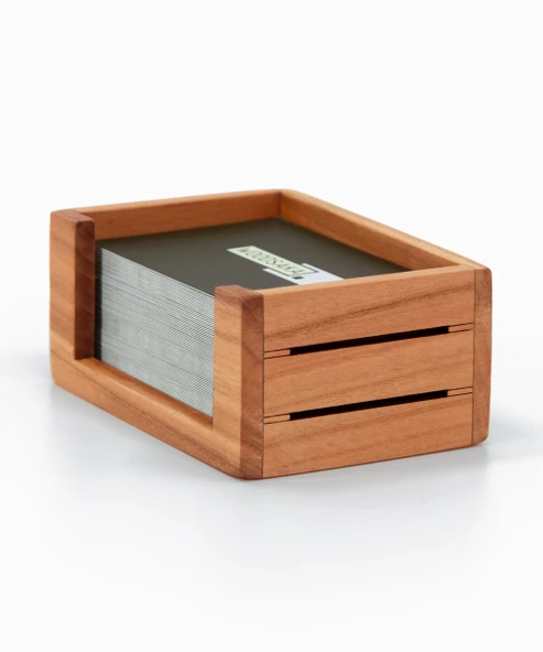 Woodsaka 3Line Kartvizit Kutusu - Kiraz - 10.9cm x 6.8cm x 4.5cm(h) - 4