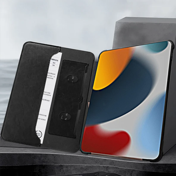 iPad 12.9 inç Manyetik Standlı Darbe Emici Kart Yuvalı Tablet Kılıfı - Siyah - 3