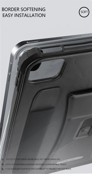 iPad 12.9 inç Manyetik Standlı Darbe Emici Kart Yuvalı Tablet Kılıfı - Siyah - 8