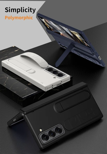 Samsung Galaxy W25-Fold6Slim Gri Katlanır Film Kılıf - Kalem Yuvalı - Gri - 10