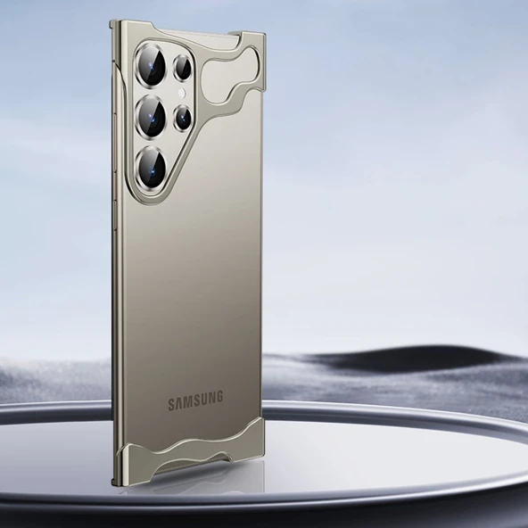 Samsung Galaxy S23+ Metal Tampon Lens Korumalı Telefon Kılıfı - Gri