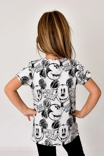 Summer Mickeyli Kız Çocuk T-shirt (BOYANABİLİR KALEMLERİ HEDİYE ! YIKAMA SONRASI LEKE BIRAKMAZ) - 7