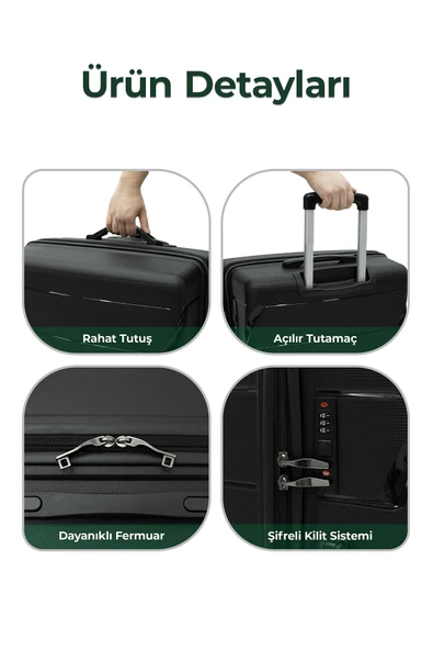 Copella Polipropilen & Kırılmaz 2'li Valiz Seti Orta & Kabin - Sarı - 3