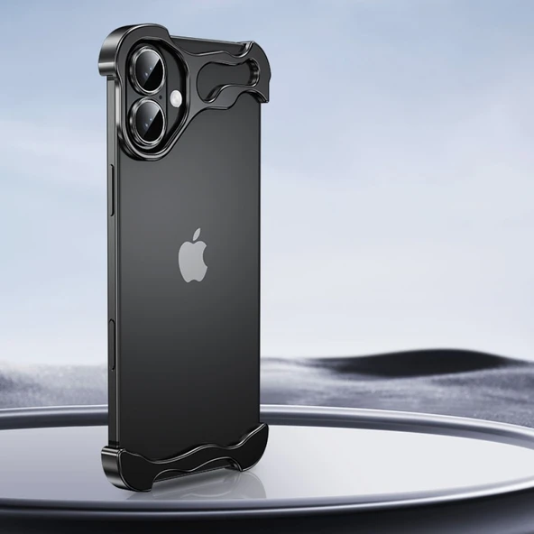 iPhone 16 Metal Siyah Koruyucu Telefon Kılıfı