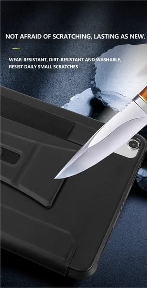 iPad 12.9 inç Manyetik Standlı Darbe Emici Kart Yuvalı Tablet Kılıfı - Siyah - 10