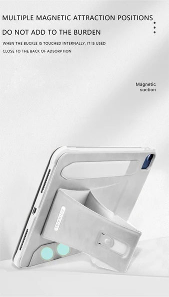 iPad 12.9 inç Manyetik Standlı Hava Yastıklı Kart Yuvalı Koruyucu Kılıf - Gri - 9