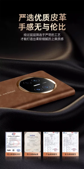 Huawei Mate X6 Premium Deri Akıllı Pencere Kapaklı Kılıf - Siyah Altın - 7