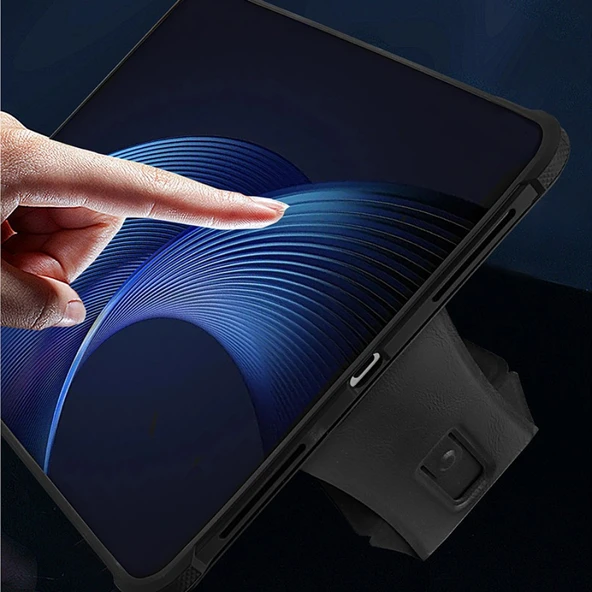 iPad Air 13 2024 Manyetik Standlı Kart Yuvalı Tablet Kılıfı - Siyah - 2