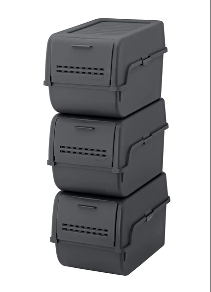 Motek MT-40 S-Box 8 Litre 3'lü Çok Amaçlı Organizer Düzenleyici Antrasit ( 3*8Litre ) - Resim 4